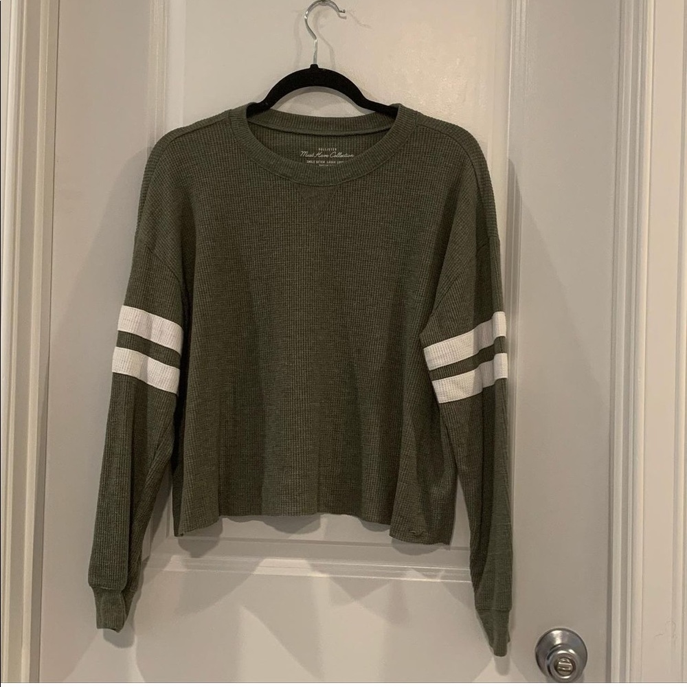 Hollister green waffle knit long sleeve size small